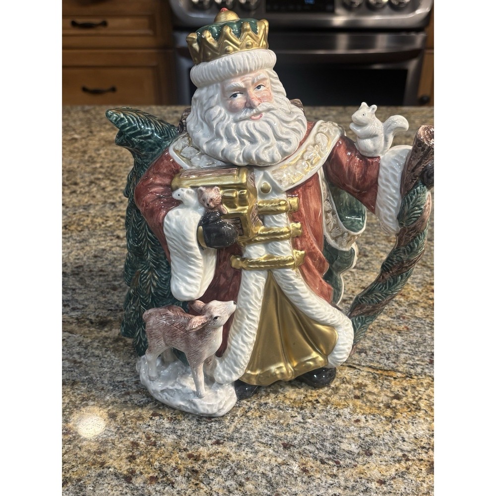VTG Fitz and Floyd King Wenceslas Santa Christmas Teapot Pitcher Omnibus 1995